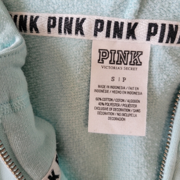 PINK Victoria's Secret 1/4 Zip Pull Over Hoodie S EUC Mint Vintage - Picture 10 of 15